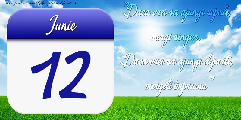 Iunie 12 Dacă vrei să ajungi repede, mergi singur. Dacă vrei să ajungi departe, mergeţi împreună