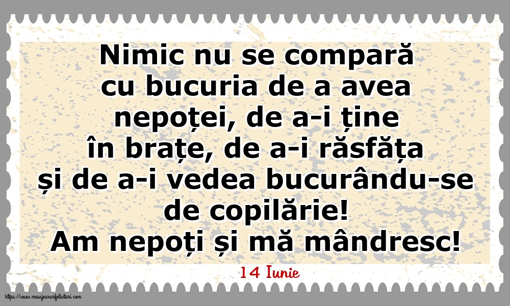 Felicitari de 14 Iunie - 14 Iunie - Am nepoți și mă mândresc!