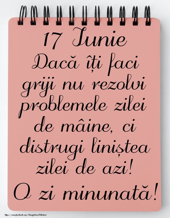 17 Iunie - Mesajul zilei - O zi minunată!