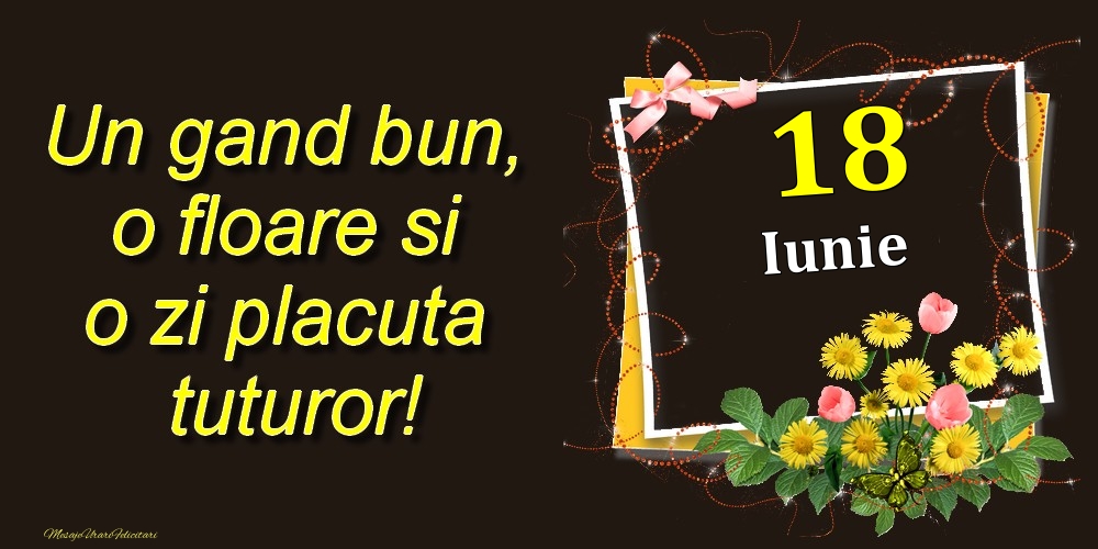 Felicitari de 18 Iunie - Iunie 18 Un gand bun, o floare si o zi placuta tuturor!