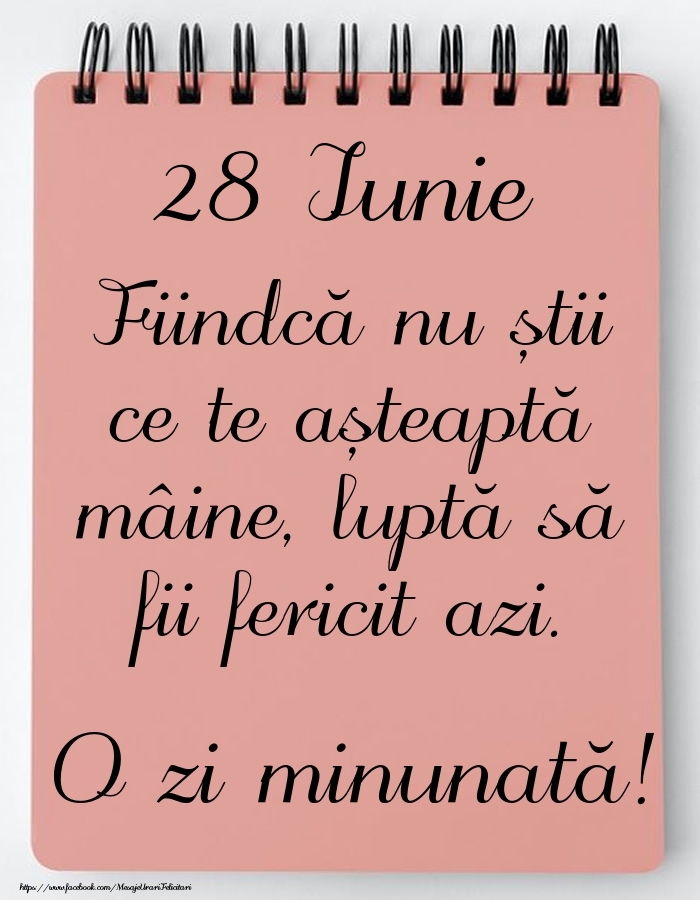 Felicitari de 28 Iunie - Mesajul zilei -  28 Iunie - O zi minunată!