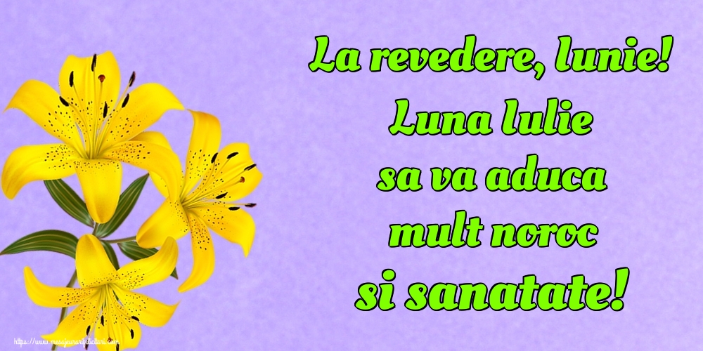 Felicitari de 30 Iunie - La revedere, Iunie! Luna Iulie sa va aduca mult noroc si sanatate!