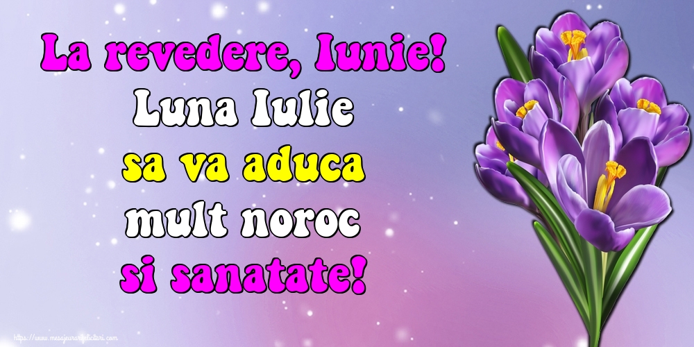 Felicitari de 30 Iunie - La revedere, Iunie! Luna Iulie sa va aduca mult noroc si sanatate!