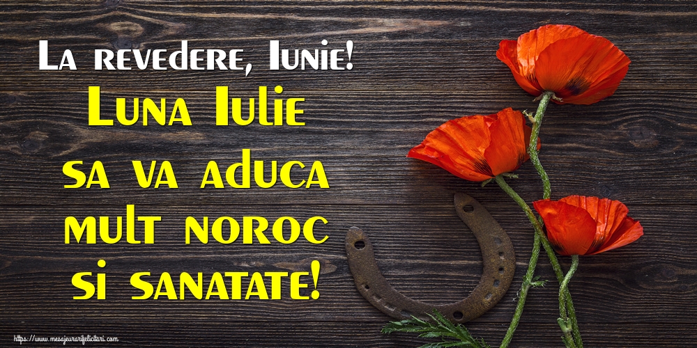 Felicitari de 30 Iunie - La revedere, Iunie! Luna Iulie sa va aduca mult noroc si sanatate!
