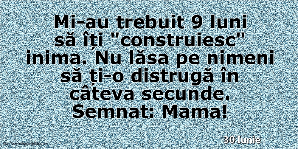 Felicitari de 30 Iunie - 30 Iunie - Semnat: Mama! Mi-au trebuit 9 luni