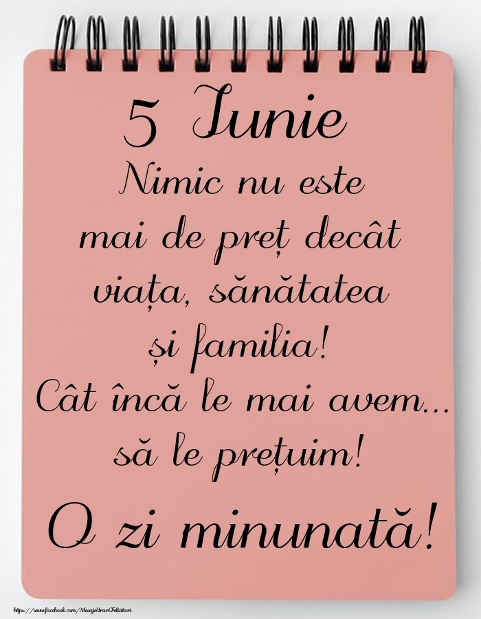 Felicitari de 5 Iunie - Mesajul zilei de astăzi 5 Iunie - O zi minunată!