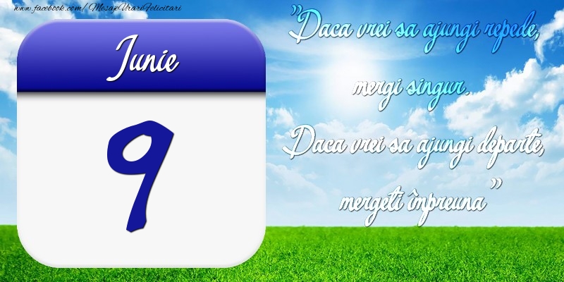 Iunie 9 Dacă vrei să ajungi repede, mergi singur. Dacă vrei să ajungi departe, mergeţi împreună