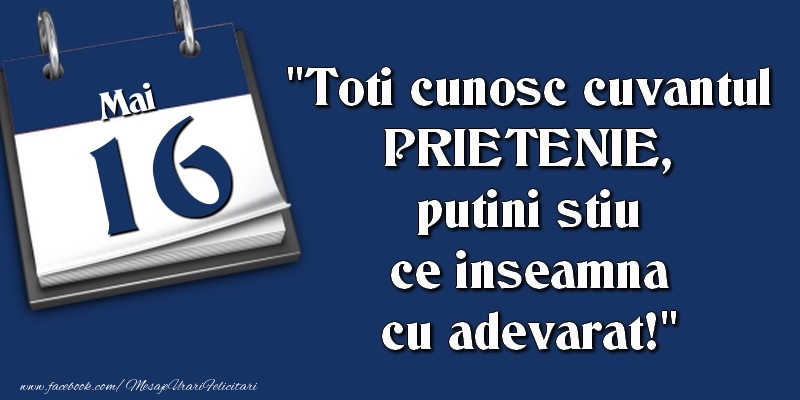 Toti cunosc cuvantul PRIETENIE, putini stiu ce inseamna cu adevarat! 16 Mai