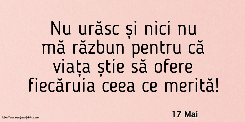 17 Mai - Nu urăsc și nici nu mă răzbun