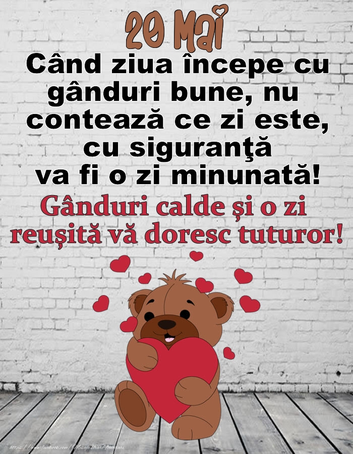 Felicitari de 20 Mai - 20 Mai Gânduri calde și o zi  reușită vă doresc tuturor!
