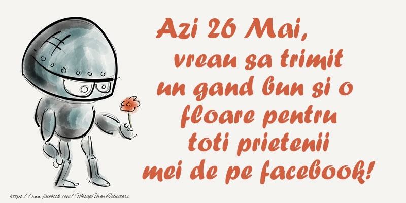 Azi 26 Mai, vreau sa trimit un gand bun si o floare pentru toti prietenii mei de pe facebook!