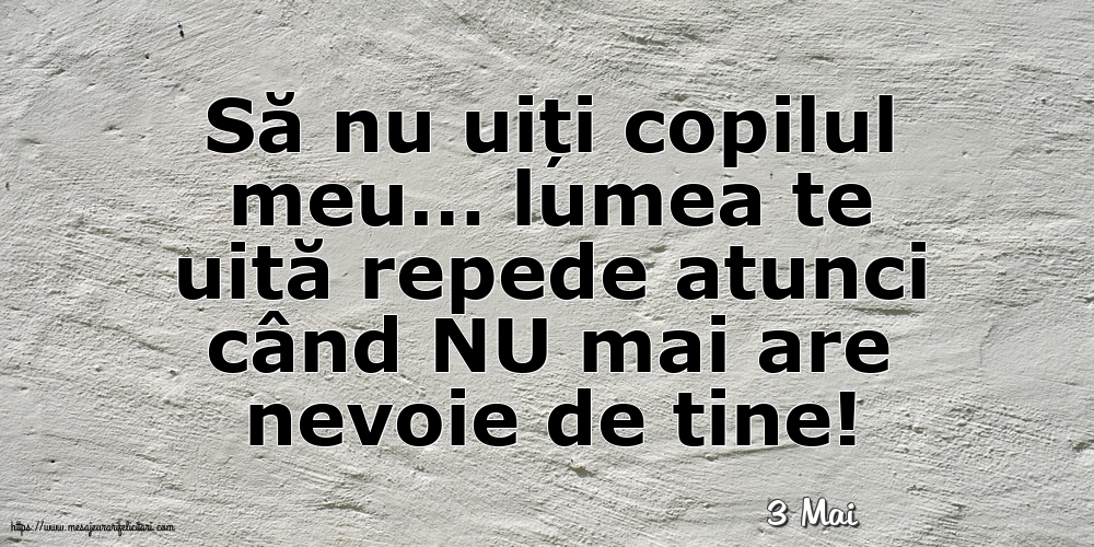 Felicitari de 3 Mai - 3 Mai - Să nu uiți copilul meu