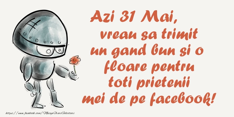 Azi 31 Mai, vreau sa trimit un gand bun si o floare pentru toti prietenii mei de pe facebook!