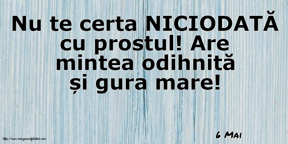 Felicitari de 6 Mai - 6 Mai - Nu te certa NICIODATĂ cu prostul!