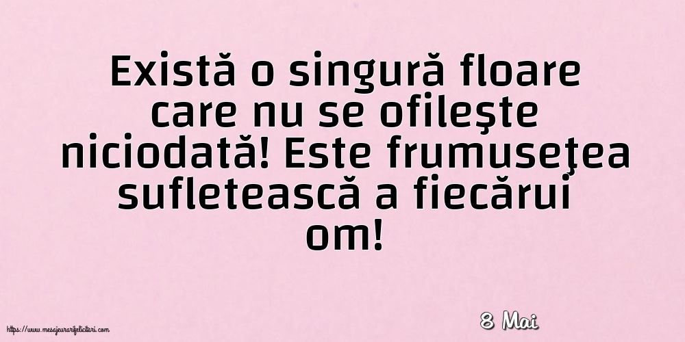 Felicitari de 8 Mai - 8 Mai - Există o singură floare care nu se ofileşte niciodată
