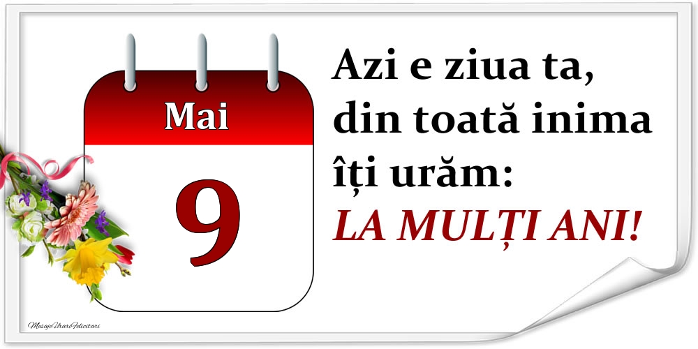 Felicitari de 9 Mai - Mai 9 Azi e ziua ta, din toată inima îți urăm: LA MULȚI ANI!