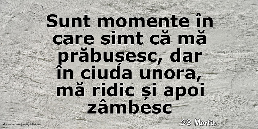 Felicitari de 23 Martie - 23 Martie - Sunt momente în care simt că mă prăbușesc