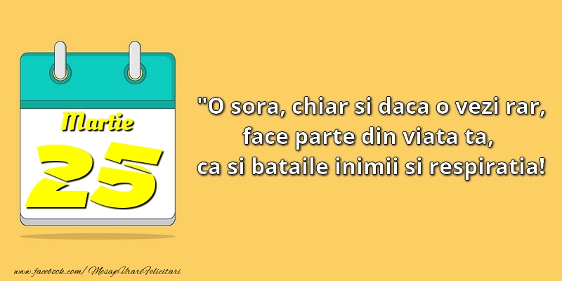 O soră, chiar şi dacă o vezi rar, face parte din viata ta, ca şi bătăile inimii şi respiraţia! 25Martie