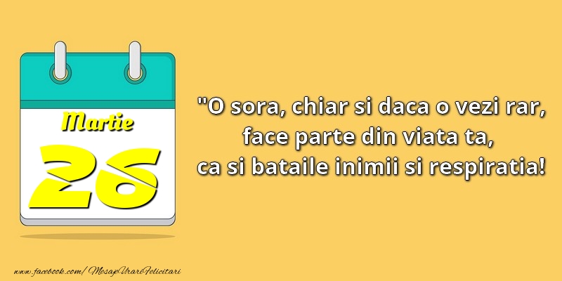 O soră, chiar şi dacă o vezi rar, face parte din viata ta, ca şi bătăile inimii şi respiraţia! 26Martie