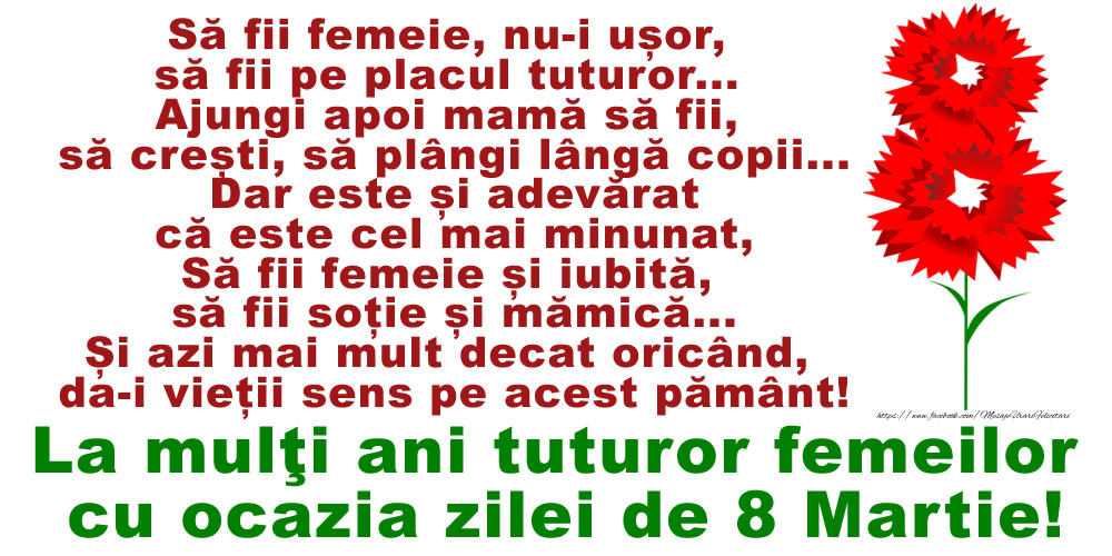 La mulţi ani tuturor femeilor cu ocazia zilei de 8 Martie!