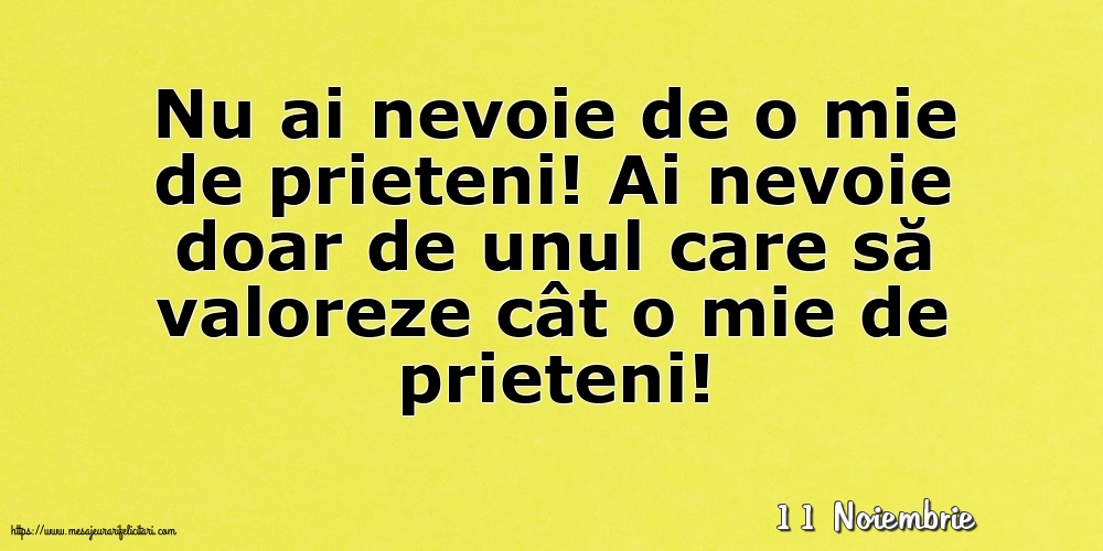 Felicitari de 11 Noiembrie - 11 Noiembrie - Nu ai nevoie de o mie de prieteni!