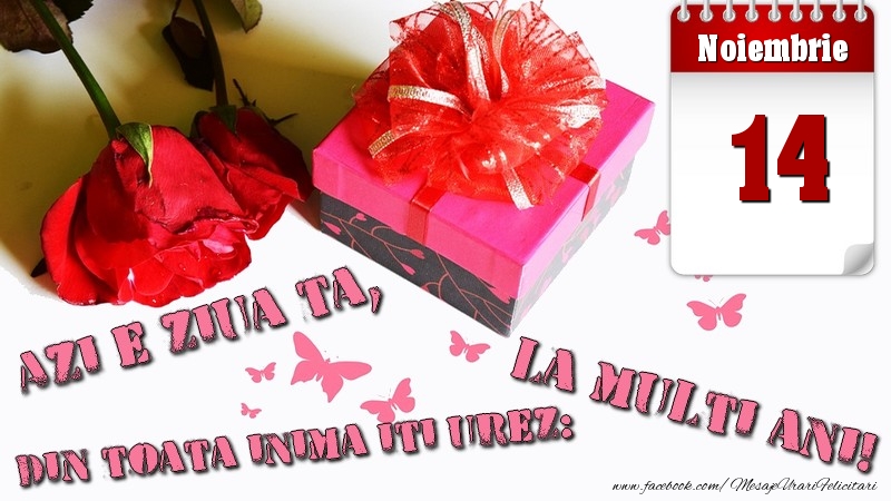 Noiembrie 14 Azi e ziua ta, din toata inima iti urez: La multi ani!
