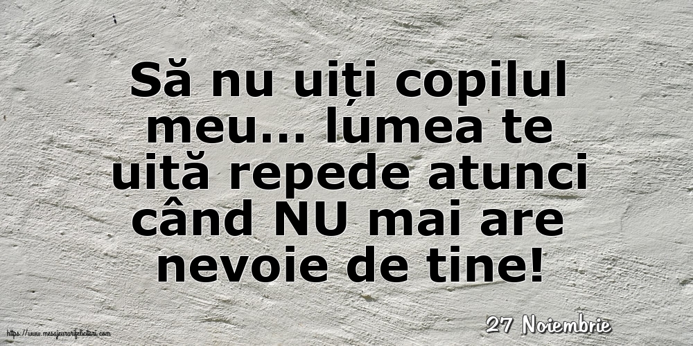 Felicitari de 27 Noiembrie - 27 Noiembrie - Să nu uiți copilul meu