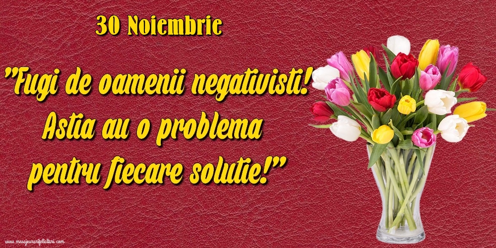 Felicitari de 30 Noiembrie - 30.Noiembrie Fugi de oamenii negativisti! Astia au o problemă pentru fiecare soluție!