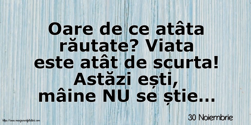 Felicitari de 30 Noiembrie - 30 Noiembrie - Oare de ce atâta răutate?