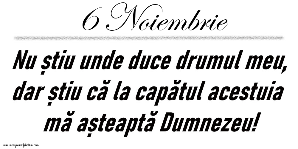6 Noiembrie Nu știu unde duce drumul meu...