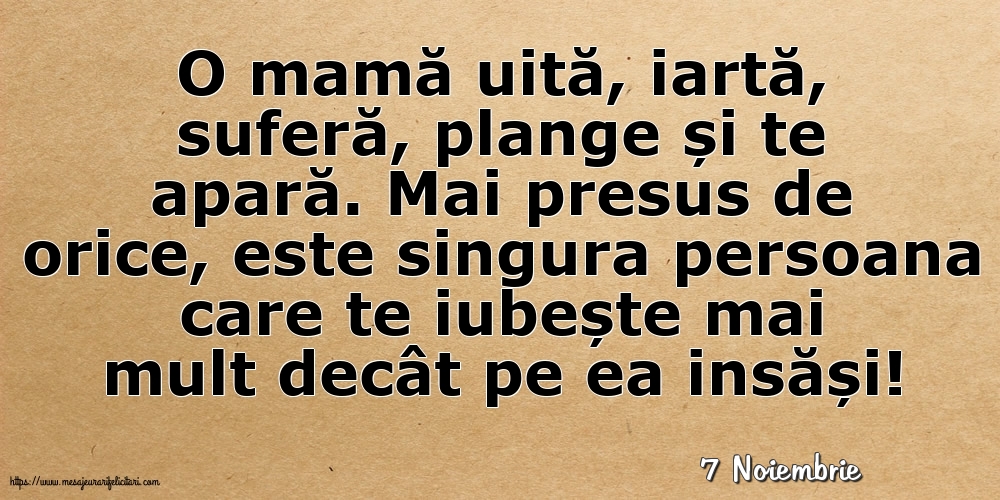 Felicitari de 7 Noiembrie - 7 Noiembrie - O mamă uită