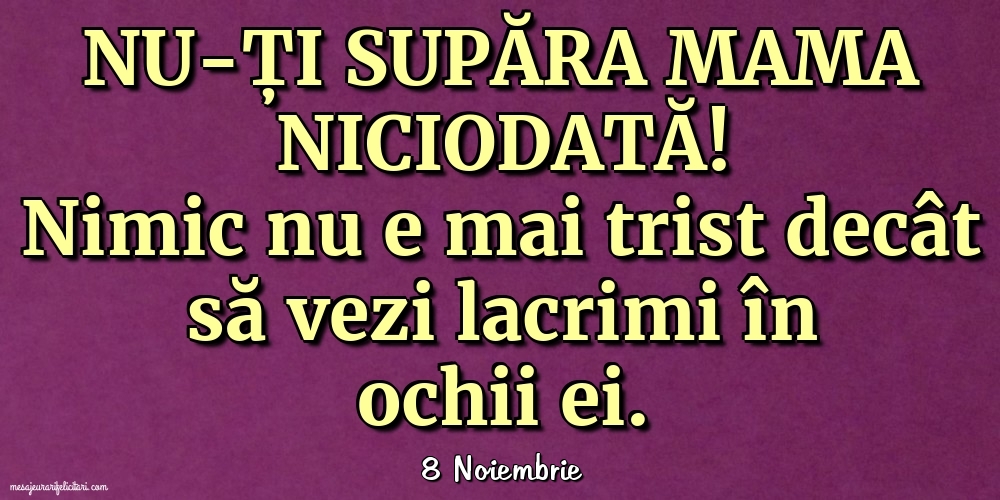 Felicitari de 8 Noiembrie - 8 Noiembrie - Nu-ți supăra mama niciodată!