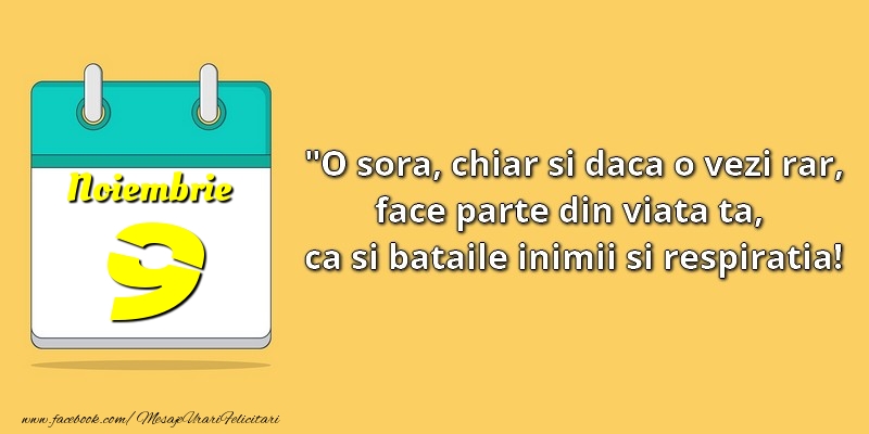 O soră, chiar şi dacă o vezi rar, face parte din viata ta, ca şi bătăile inimii şi respiraţia! 9Noiembrie