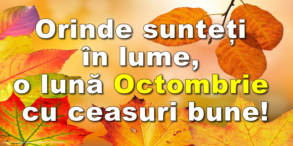 Felicitari de 1 Octombrie - Orinde sunteți în lume, o lună Octombrie cu ceasuri bune!