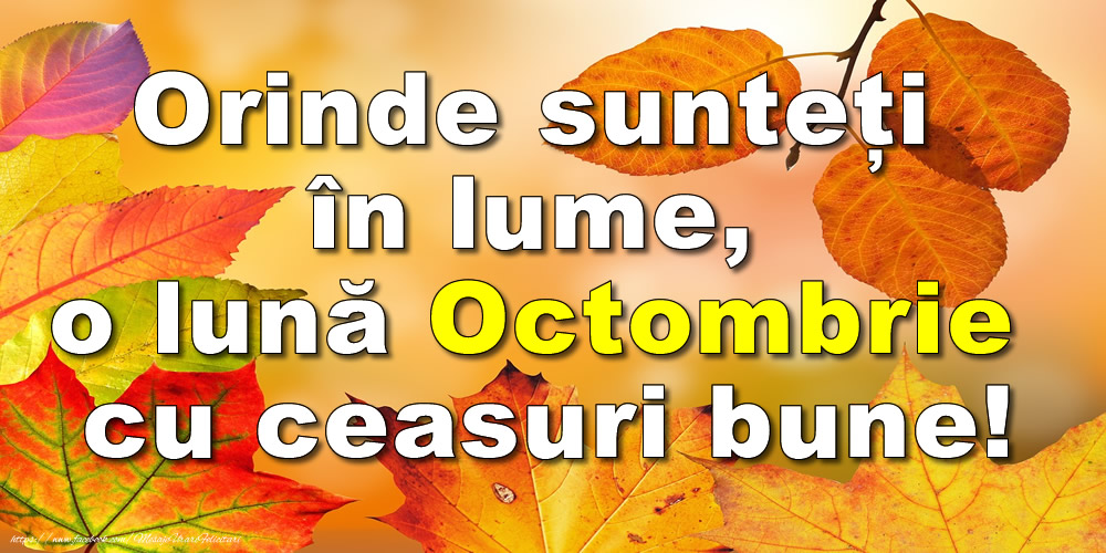 Felicitari de 1 Octombrie - Orinde sunteți în lume, o lună Octombrie cu ceasuri bune!