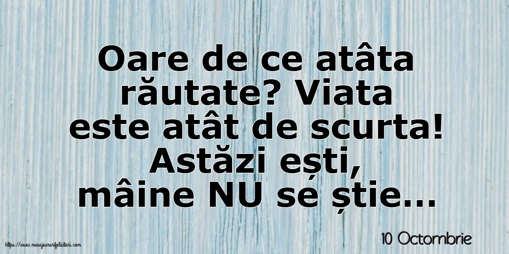 Felicitari de 10 Octombrie - 10 Octombrie - Oare de ce atâta răutate?