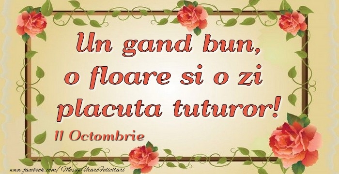 Felicitari de 11 Octombrie - Un gand bun, o floare si o zi  placuta tuturor! 11Octombrie