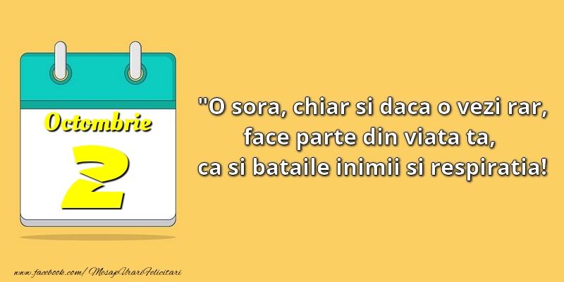 O soră, chiar şi dacă o vezi rar, face parte din viata ta, ca şi bătăile inimii şi respiraţia! 2Octombrie
