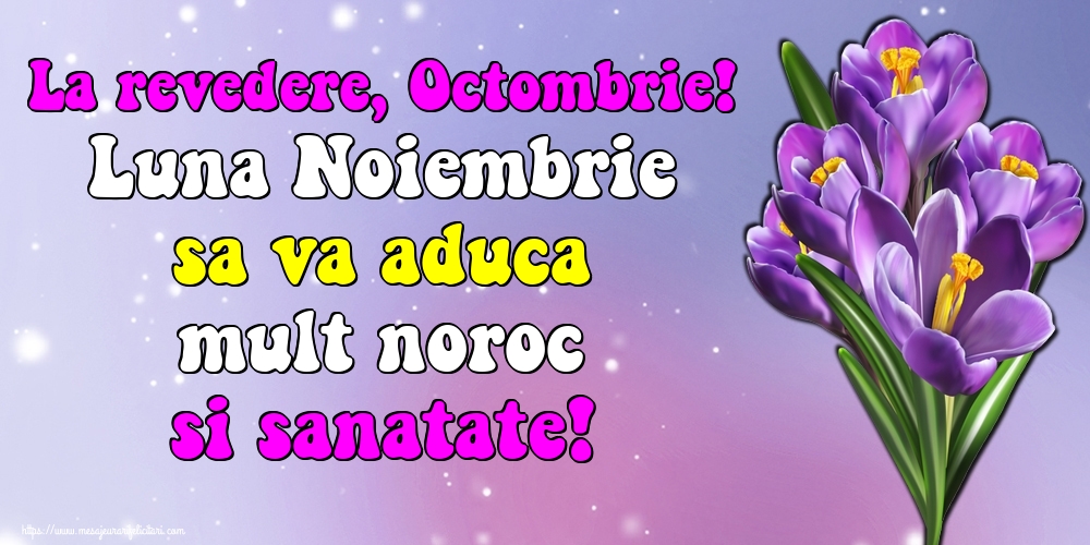 La revedere, Octombrie! Luna Noiembrie sa va aduca mult noroc si sanatate!