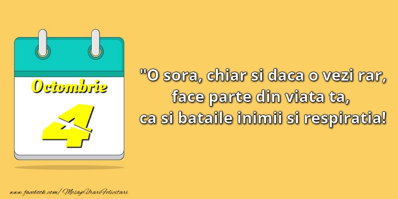 O soră, chiar şi dacă o vezi rar, face parte din viata ta, ca şi bătăile inimii şi respiraţia! 4Octombrie