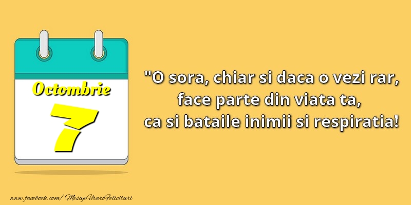 O soră, chiar şi dacă o vezi rar, face parte din viata ta, ca şi bătăile inimii şi respiraţia! 7Octombrie