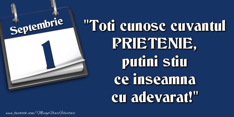 Felicitari de 1 Septembrie - Toti cunosc cuvantul PRIETENIE, putini stiu ce inseamna cu adevarat! 1 Septembrie