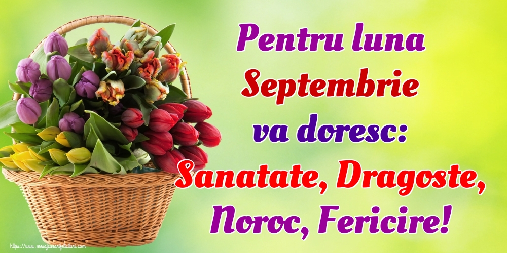 Pentru luna Septembrie va doresc: Sanatate, Dragoste, Noroc, Fericire!