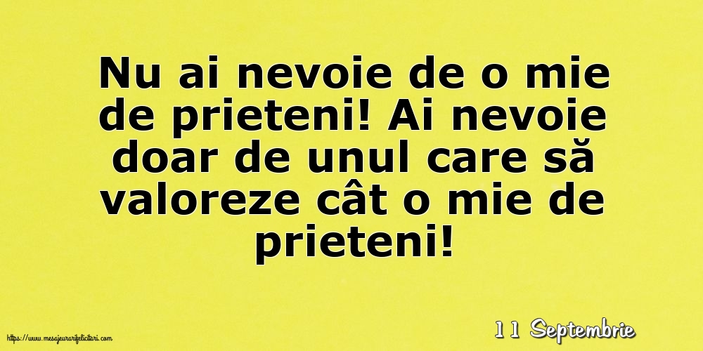 Felicitari de 11 Septembrie - 11 Septembrie - Nu ai nevoie de o mie de prieteni!