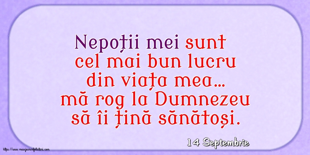 Felicitari de 14 Septembrie - 14 Septembrie - Nepoții mei sunt cel mai bun lucru din viața mea…