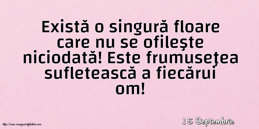 Felicitari de 15 Septembrie - 15 Septembrie - Există o singură floare care nu se ofileşte niciodată