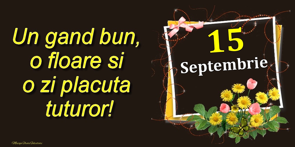 Septembrie 15 Un gand bun, o floare si o zi placuta tuturor!