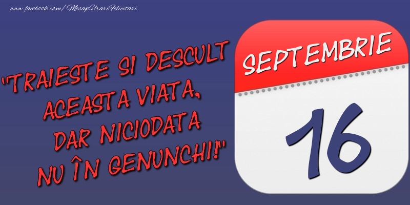 Trăieşte şi desculţ această viaţă, dar niciodată nu în genunchi! 16 Septembrie
