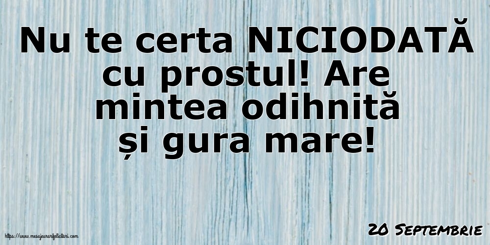 Felicitari de 20 Septembrie - 20 Septembrie - Nu te certa NICIODATĂ cu prostul!