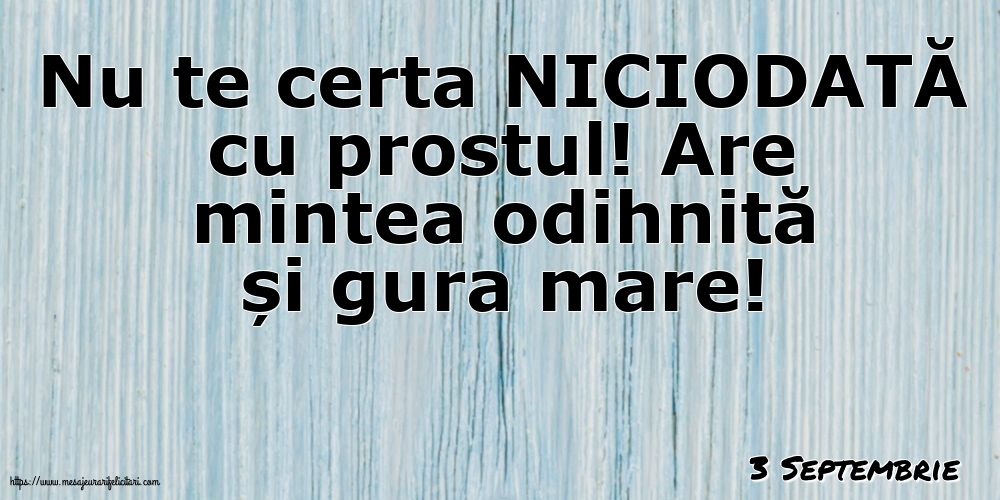Felicitari de 3 Septembrie - 3 Septembrie - Nu te certa NICIODATĂ cu prostul!